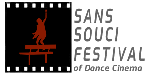 the SSF logo; a black box with filmstrip borders containing the silhouette of a woman tap dancing on a bench and the words Sans Souci Festival of Dance Cinema